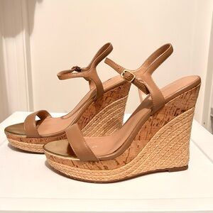 Charles by Charles David Arizona Tan Nude Cork Espadrille Wedge Sandals